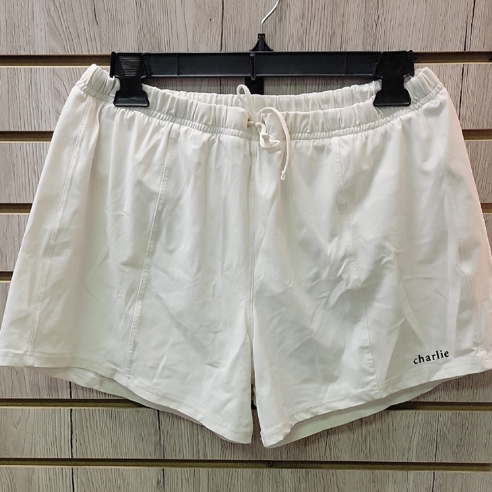 Charlies White Athletic Shorts with Elastic Waistband